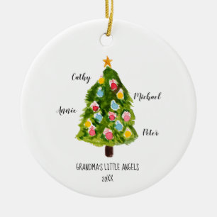 Personalised Family Grandchildren Christmas Tree Ceramic Tree Decoration