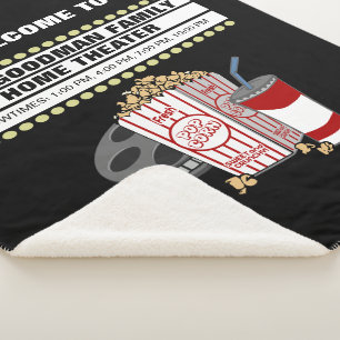 Personalised Family Home Movie Theatre Sherpa Blanket