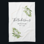 Personalised family Kitchen greenery Tea Towel<br><div class="desc">Add a special touch to your kitchen! This gorgeous Towel featuring your Family name in a beautiful geometric gold frame with green leaves.</div>