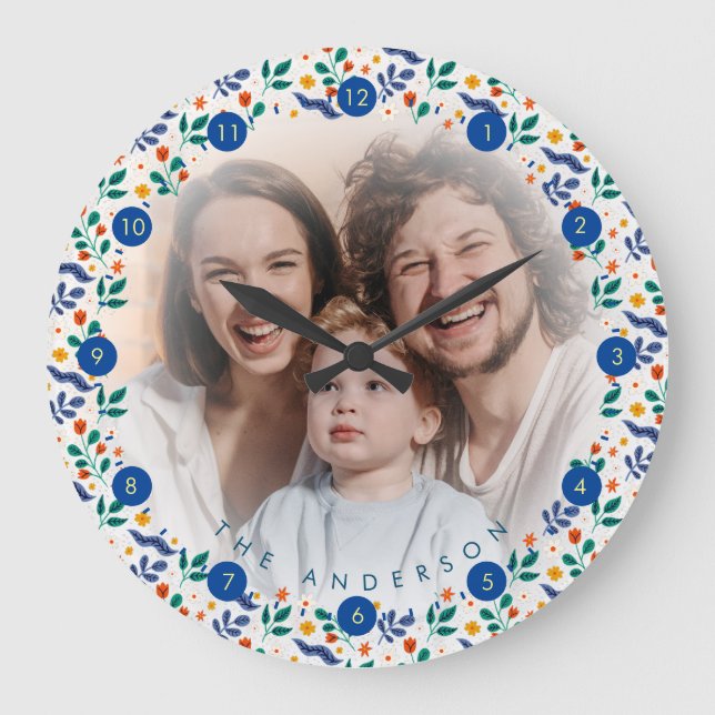 Personalised Family large photo collage memory Clock (Front)