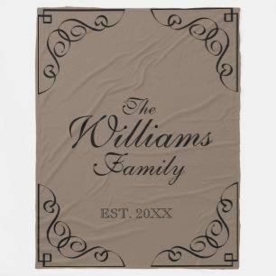 Personalised family last name beige fleece blanket