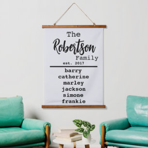 Personalised Family List of Names Typewriter Font Hanging Tapestry