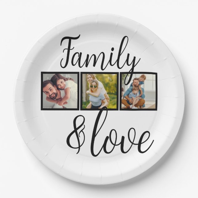 Personalised Family & Love Photo Collage Paper Plate (Front)