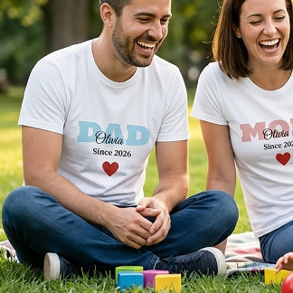Personalised Family Matching ,mum Dad Baby T-shirt