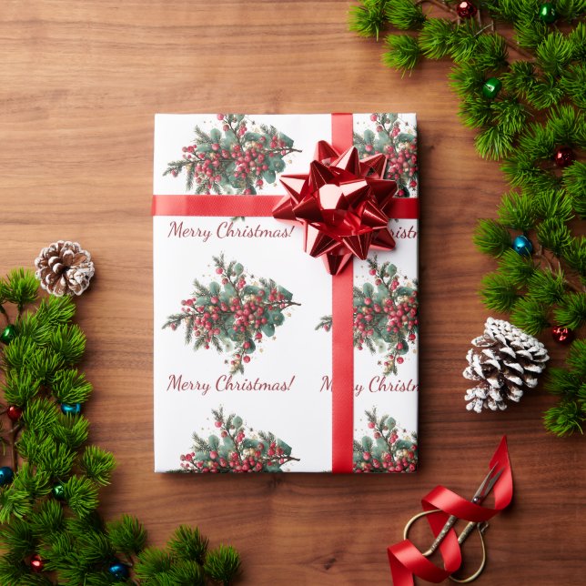 Personalised Family Merry Christmas Design Wrapping Paper (Holiday Gift)