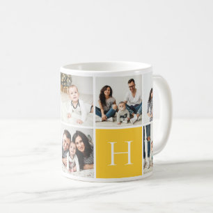 Personalised Family Monogram 9 Photo Collage Coffee Mug