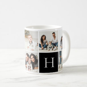Personalised Family Monogram 9 Photo Collage Coffee Mug