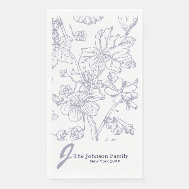 Personalised Family Monogram Name Elegant Script P Napkin (Front)