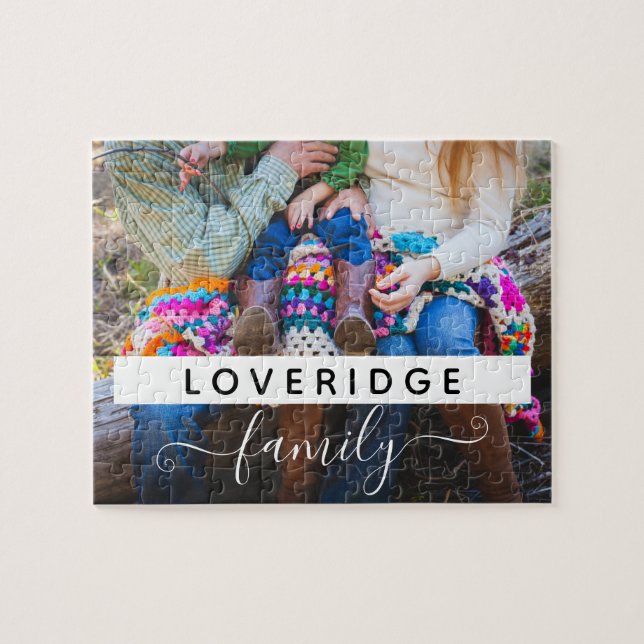 Personalised Family Monogram Surname Custom Photo Jigsaw Puzzle (Horizontal)