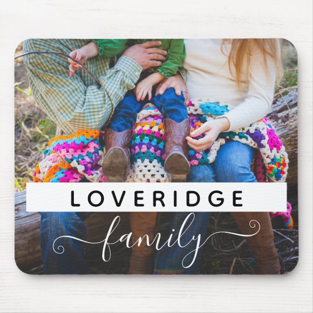 Personalised Family Monogram Surname Custom Photo Mouse Mat (Front)