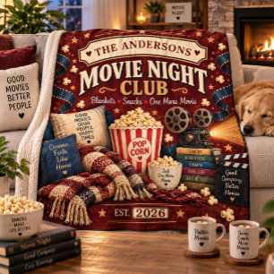 Personalised Family Movie Night Club Fleece Blanket