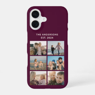 Personalised Family Multi Photo Collage Burgundy iPhone 16 Case