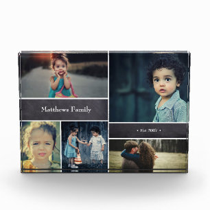 Personalised Family Name, 5 Photo Collage Block