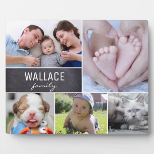 Personalised Family Name, 5 Photo Collage Plaque