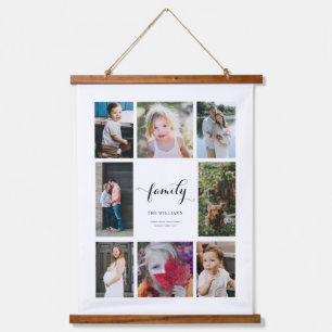 Personalised Family Name 8 Photo Collage Hanging Tapestry