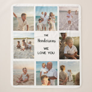 Personalised Family Name 8 Photo Collage We Love Y Sherpa Blanket