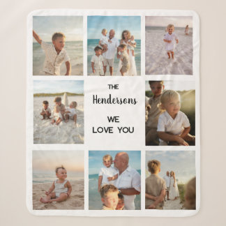 Personalised Family Name 8 Photo Collage We Love Y Sherpa Blanket
