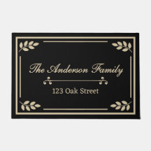 Personalised Family Name & Address Doormat • Black