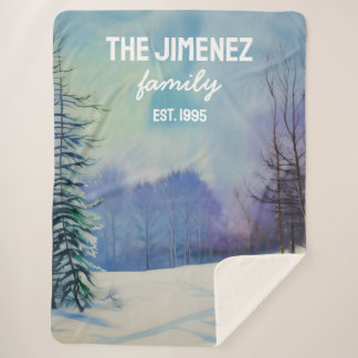 Personalised family name and established date art sherpa blanket