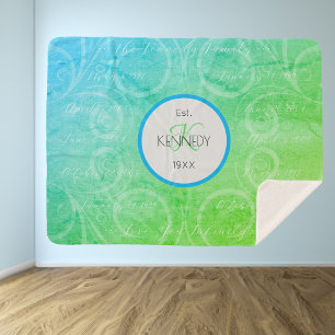 Personalised Family Name and Significant Dates Sherpa Blanket