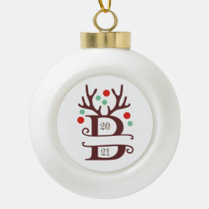 Personalised Family Name "B" Ceramic Ball Christmas Ornament