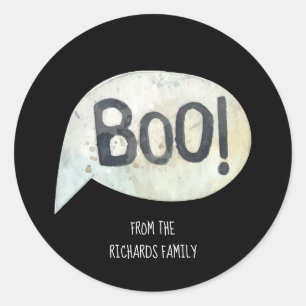 Personalised Family Name Boo Halloween Classic Round Sticker