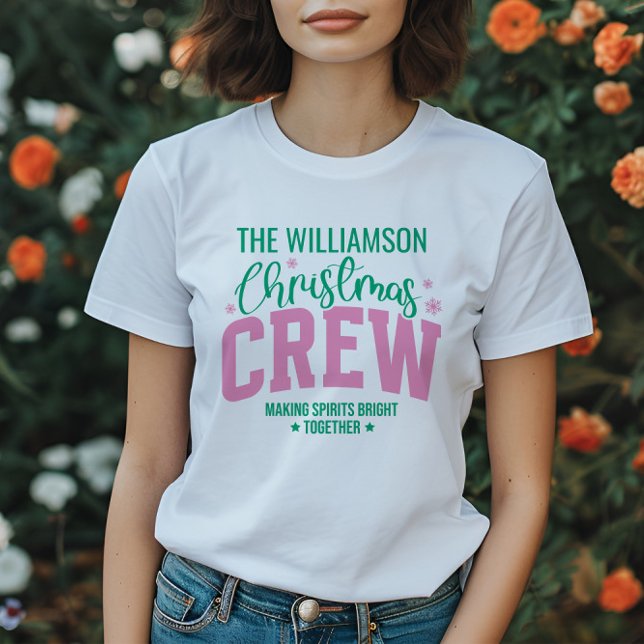 Personalised Family Name Christmas Matching Pink T-Shirt (Creator Uploaded)