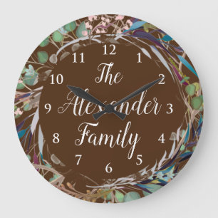 Personalised Family Name Clock Elegant Wreath