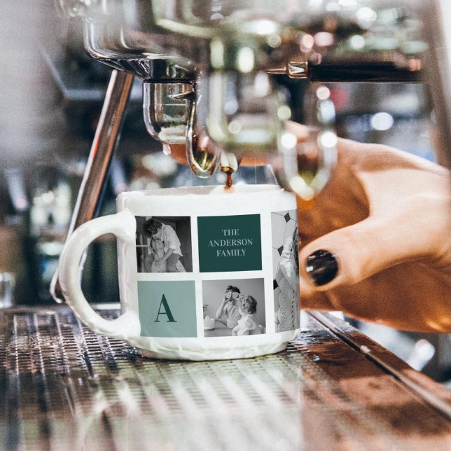 Personalised Family Name Collage Photo Gift Espresso Cup (Creator Uploaded)