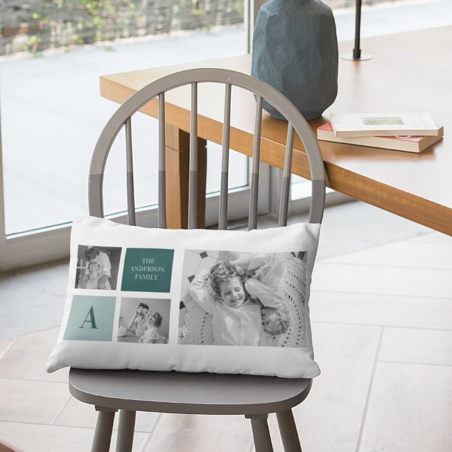 Personalised Family Name Collage Photo Gift Lumbar Cushion (Creator Uploaded)