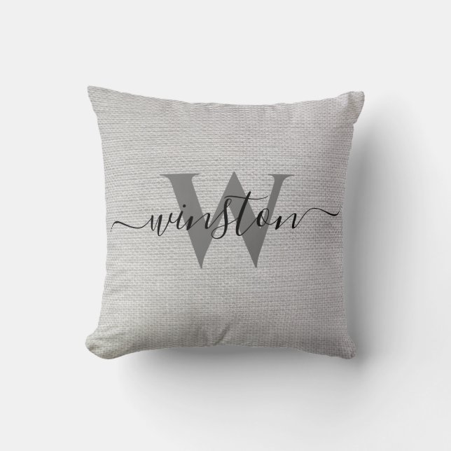 Personalised Family Name Custom Monogram Elegant Cushion (Front)