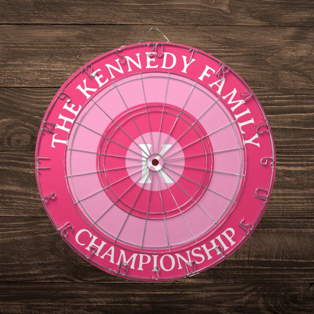 Personalised Family name Custom Monogram Pink Dartboard (Creator Uploaded)