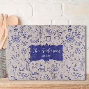 Personalised Family Name Cute Hand Drawn Food Cutting Board