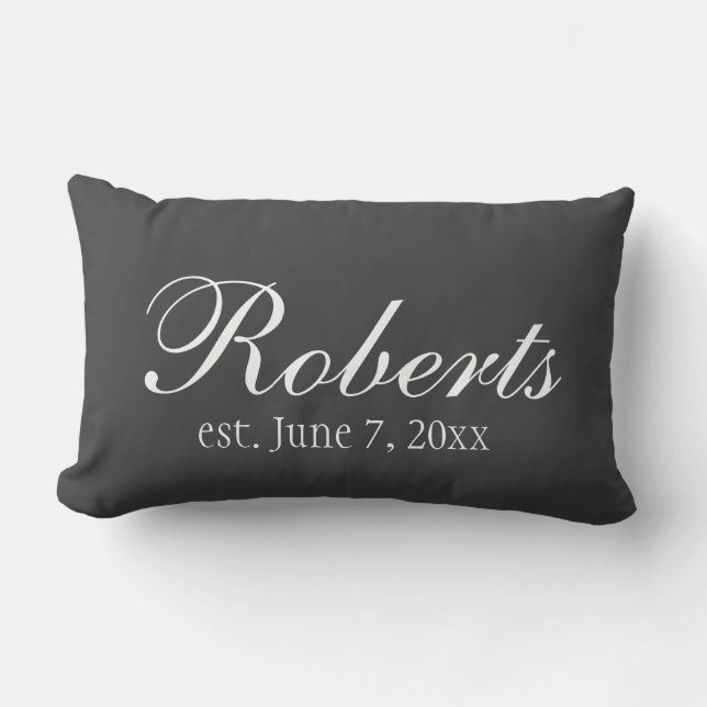 Personalised Family Name Dark Grey Toss Pillow (Front)
