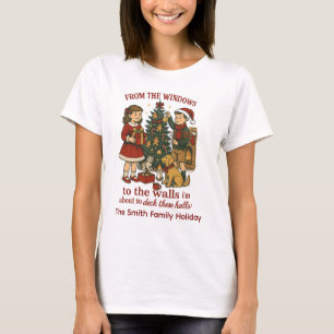 Personalised Family Name Deck The Halls Christmas T-Shirt