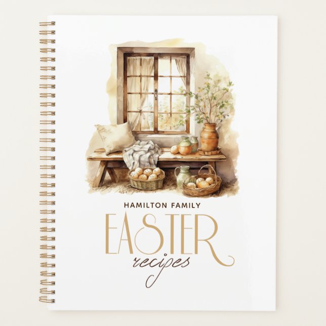 Personalised Family Name Easter Beige Planner (Front)