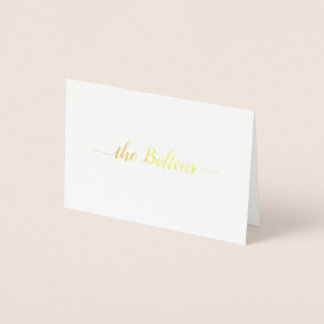 Personalised Family Name Elegant Stationery Folded Foil Card