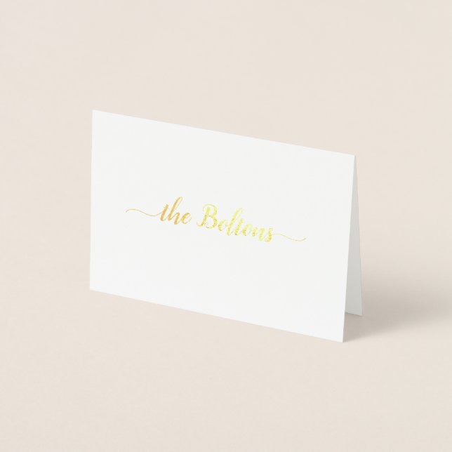Personalised Family Name Elegant Stationery Folded Foil Card (Front)