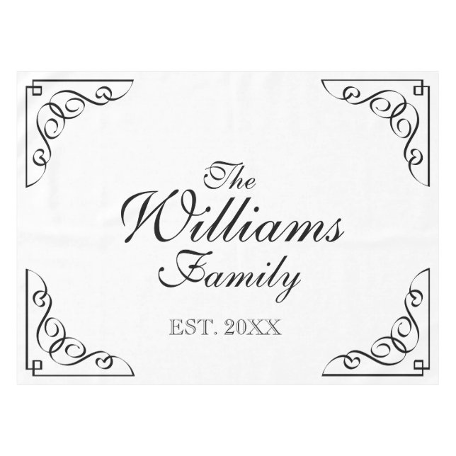 Personalised family name established table cloth (Front (Horizontal))