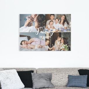 Personalised Family Name Family 4 Photo Collage Canvas Print