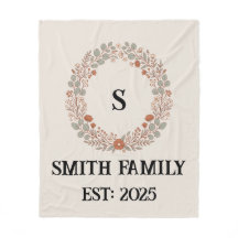 Personalised Family Name Floral Wreath Blanket