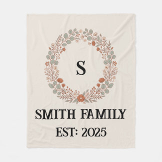 Personalised Family Name Floral Wreath Blanket