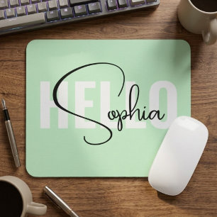 Personalised Family Name Gift Unique Mint Green Mouse Mat
