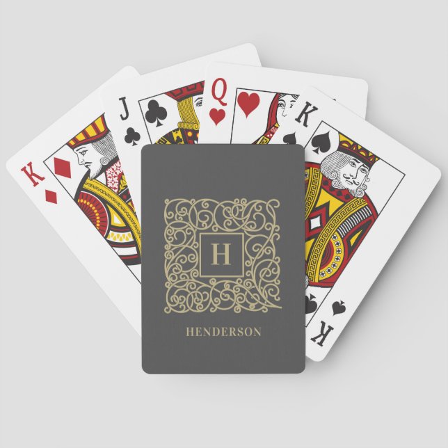 Personalised Family Name Gold Monogram Playing Cards (Back)