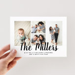 Personalised Family Name Holiday 4 Photo Collage<br><div class="desc">Spread the love with this personalised holiday photo card that features a photo collage and your family name. Add a photo and text to the back for an extra special touch.</div>