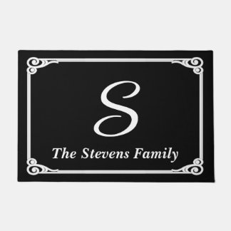 Personalised Family Name & Initial Doormat • Black