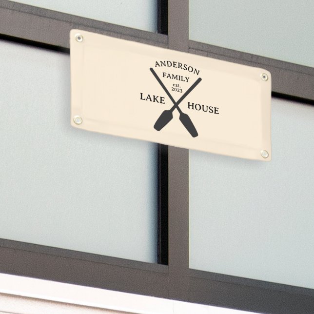 Personalised Family Name Lake House  Banner (Outside Building)