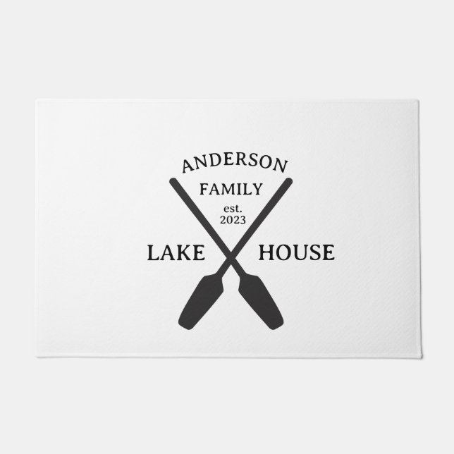 Personalised Family Name Lake House  Doormat (Front)