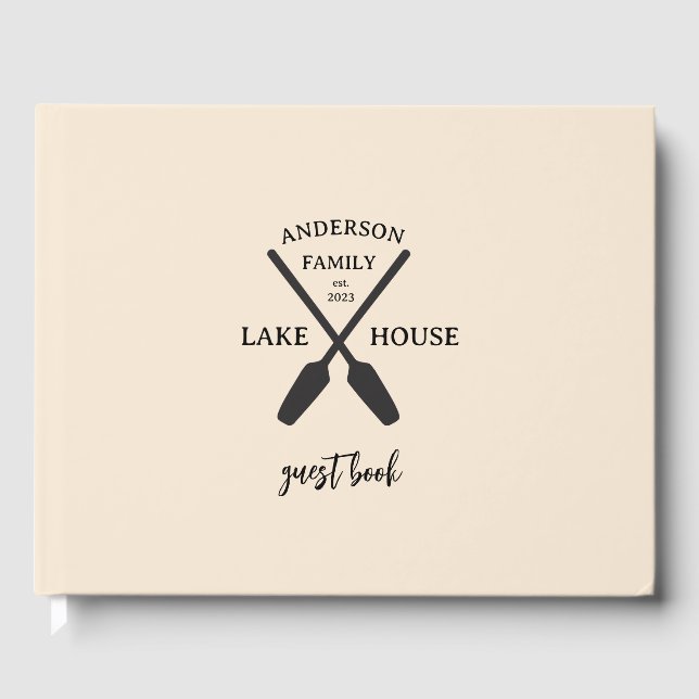 Personalised Family Name Lake House  Guest Book (Front)
