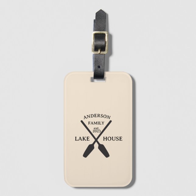 Personalised Family Name Lake House  Luggage Tag (Front Vertical)